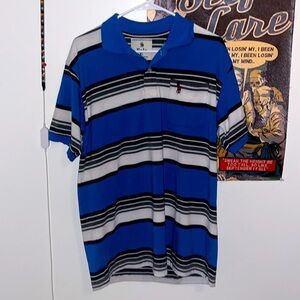 Men’s XL Polo Ralph Lauren Vintage blue and white striped polo shirt